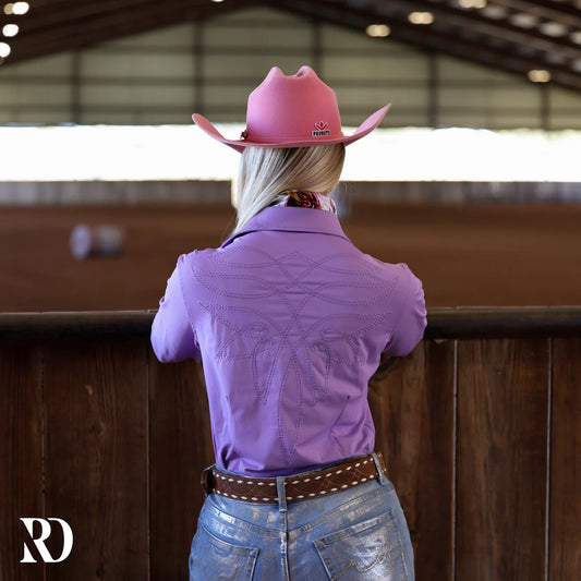 LAVENDER STITCHED PERFORMANCE RODEO SHIRT
