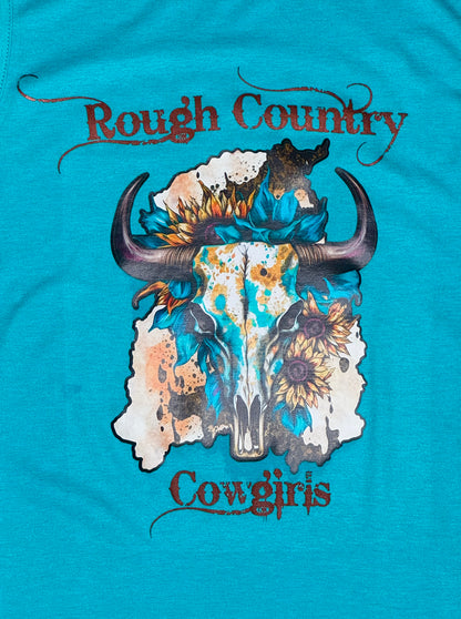 Women's cow skull muscle T