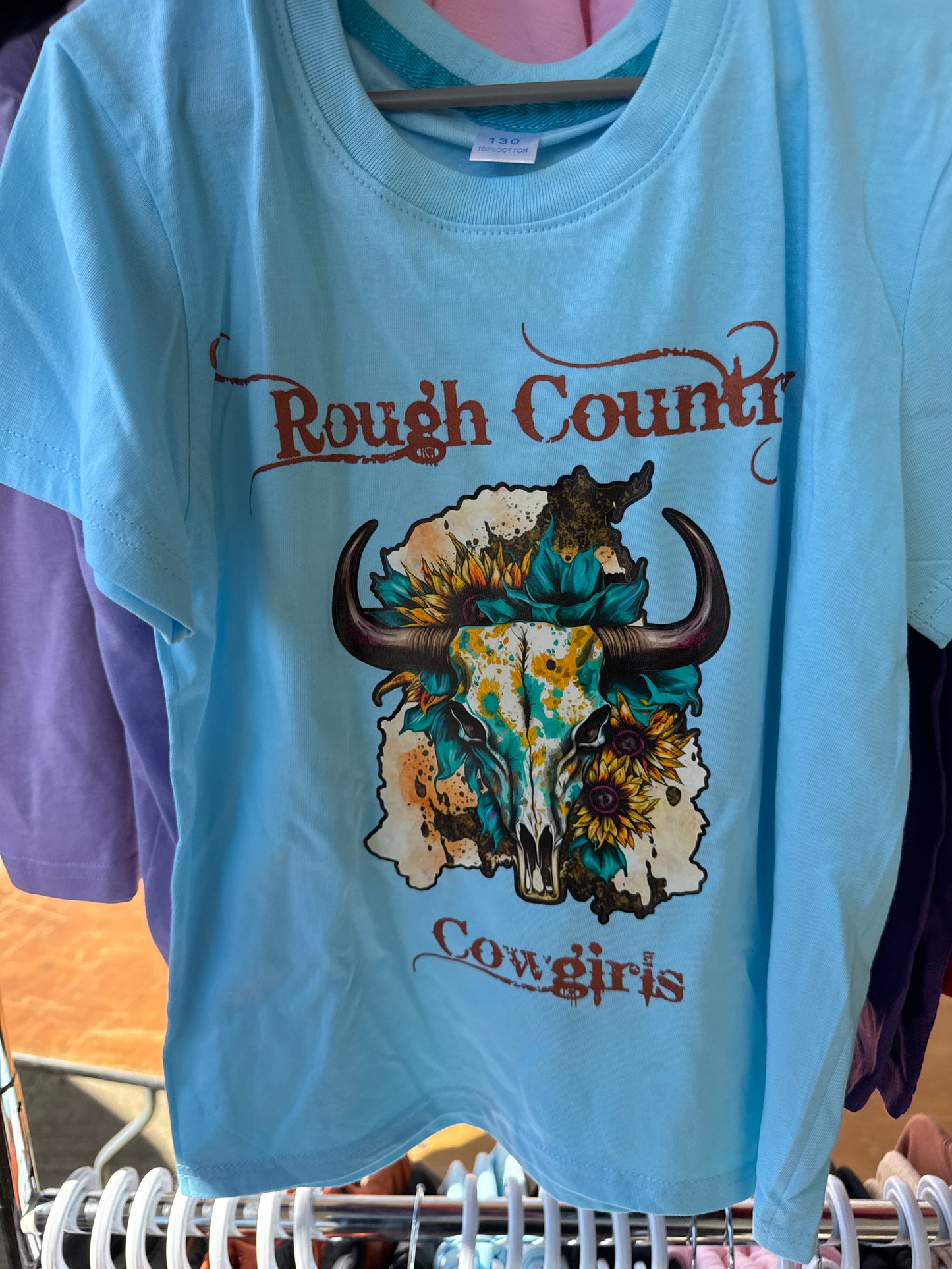 Kids Blue cow skull Tee