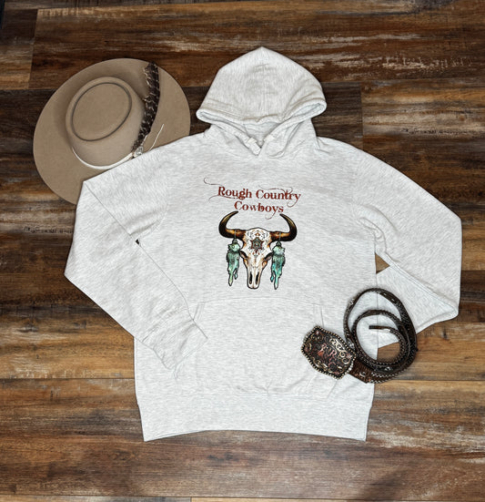 Grey cow skull hoodie