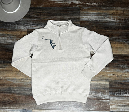 Cream oversized 3/4 zip sweater