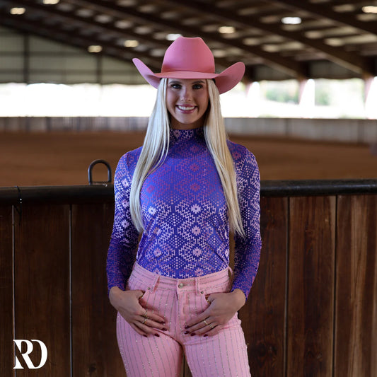 PURPLE AZTEC MESH SHIRT