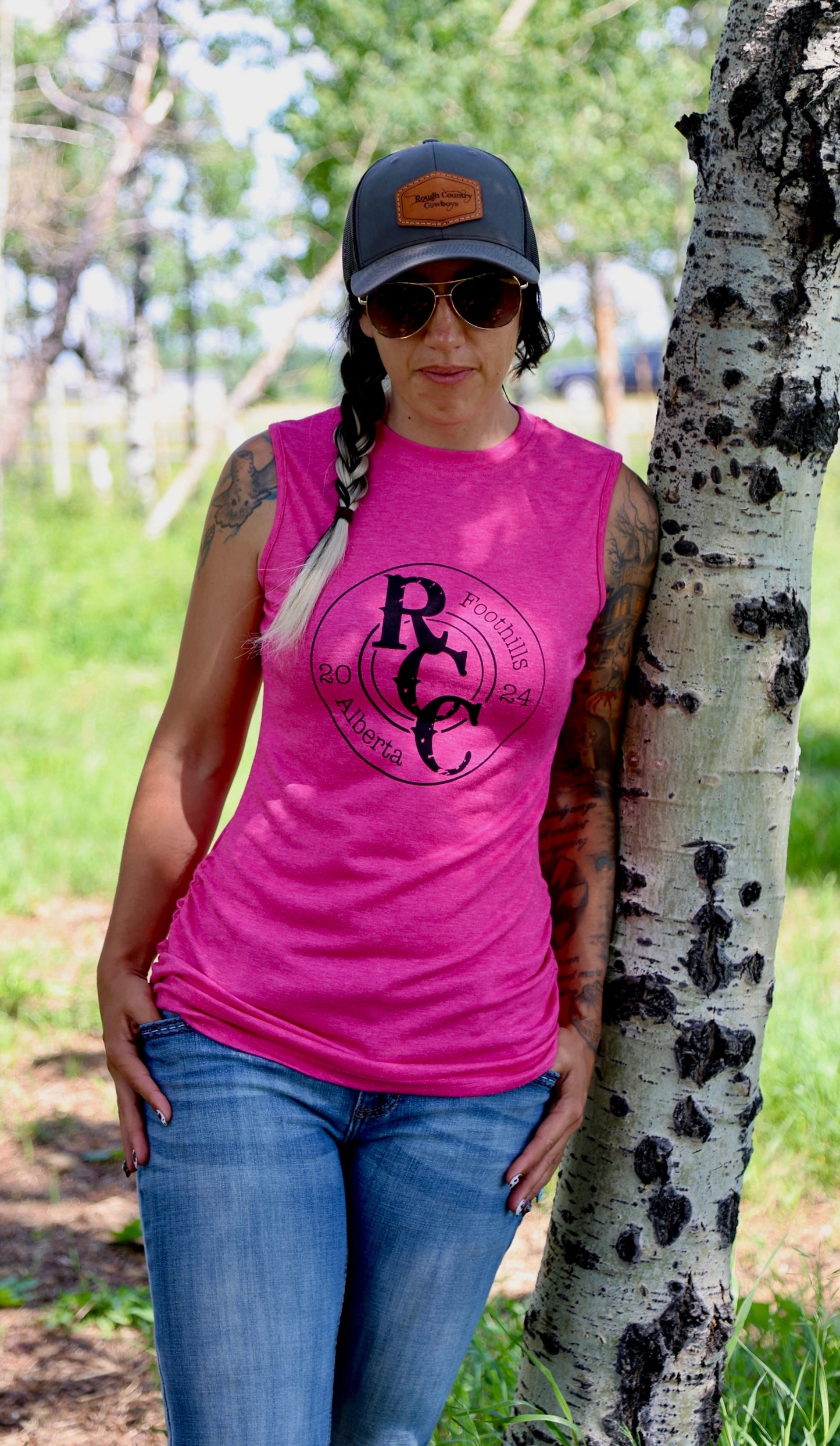 Hot pink bullet muscle T