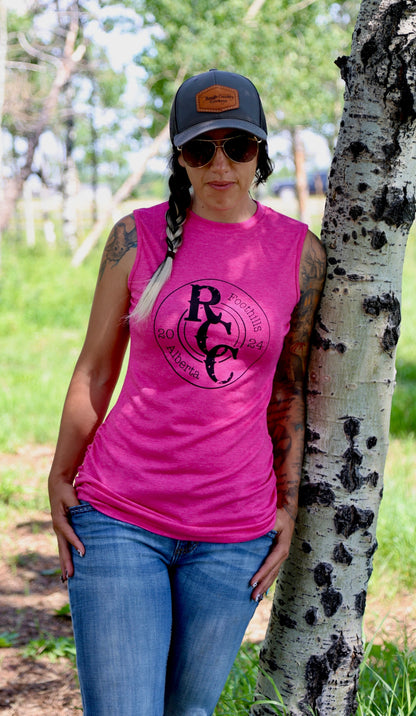 Hot pink bullet muscle T