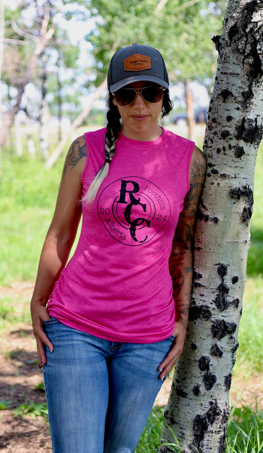 Hot pink bullet muscle T