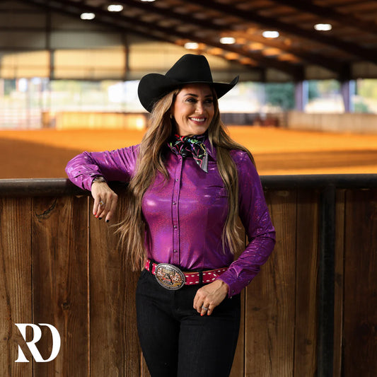 PURPLE SPARKLE PEROFRMANCE RODEO SHIRT
