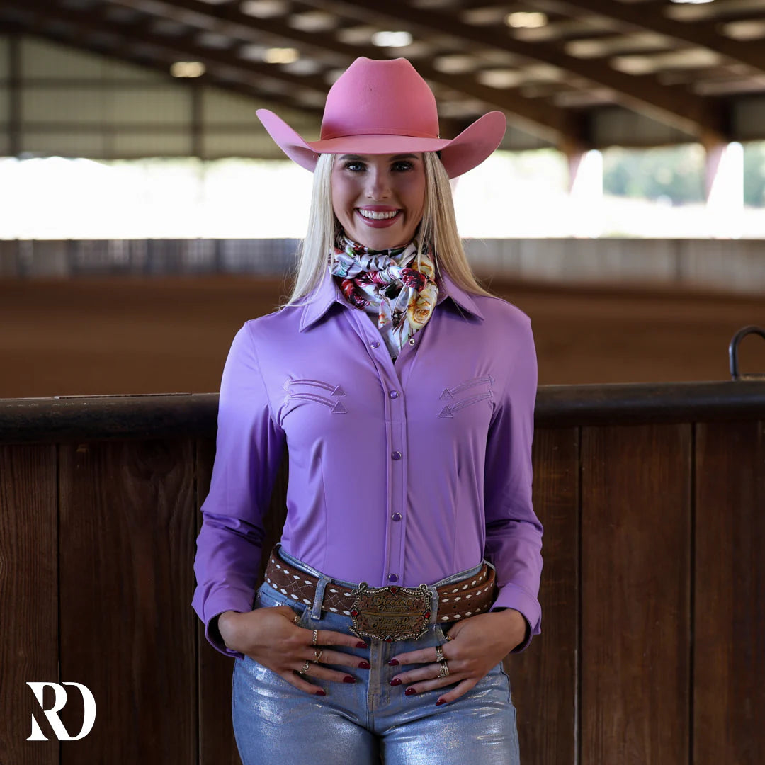 LAVENDER STITCHED PERFORMANCE RODEO SHIRT