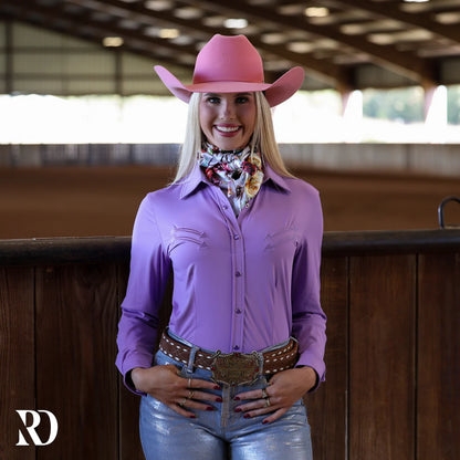 LAVENDER STITCHED PERFORMANCE RODEO SHIRT