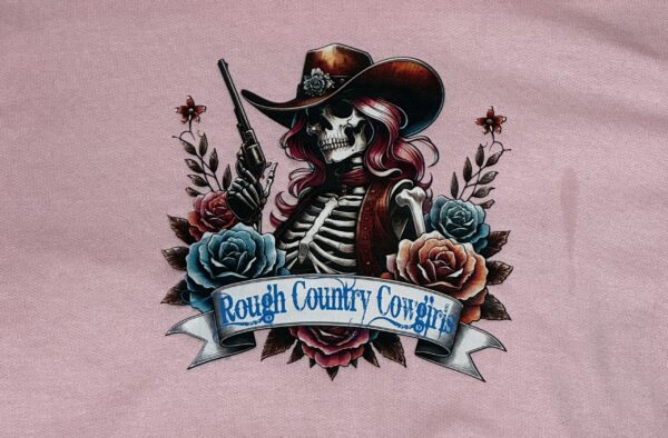 Ladies Pink Cowgirl Skeleton T - Image 3