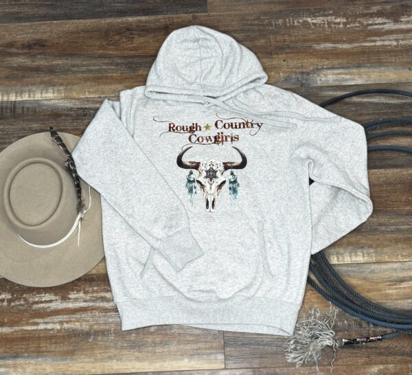 Grey Cow Skull Hoodie