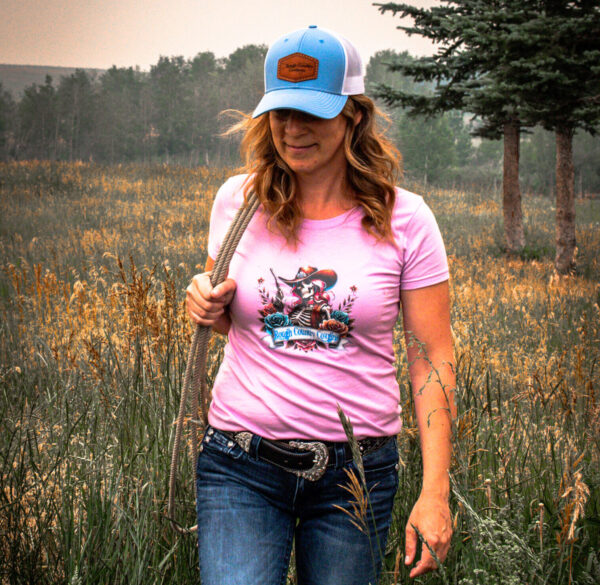 Ladies Pink Cowgirl Skeleton T - Image 4