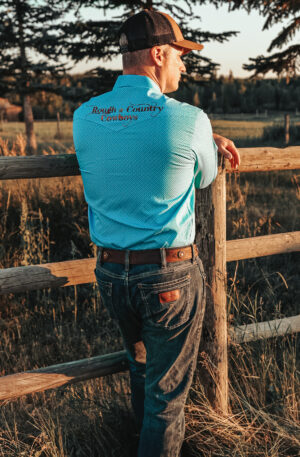 Blue patterned western shirt